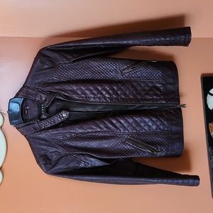 Brown Guess Faux Leather Jacket S